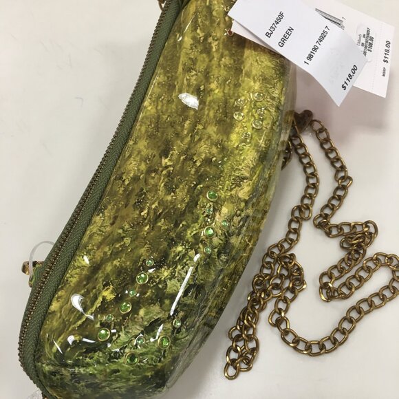 Betsey Johnson Kitsch A Big Dill Crossbody Green Rhinestones NWT - Picture 9 of 13